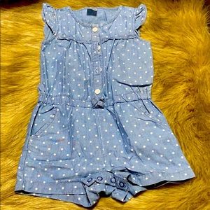 NWOT. Blue polka dot jumpsuit infant 6-9 months